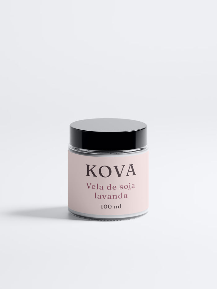 Vela de soja lavanda Kova en vaso de cristal