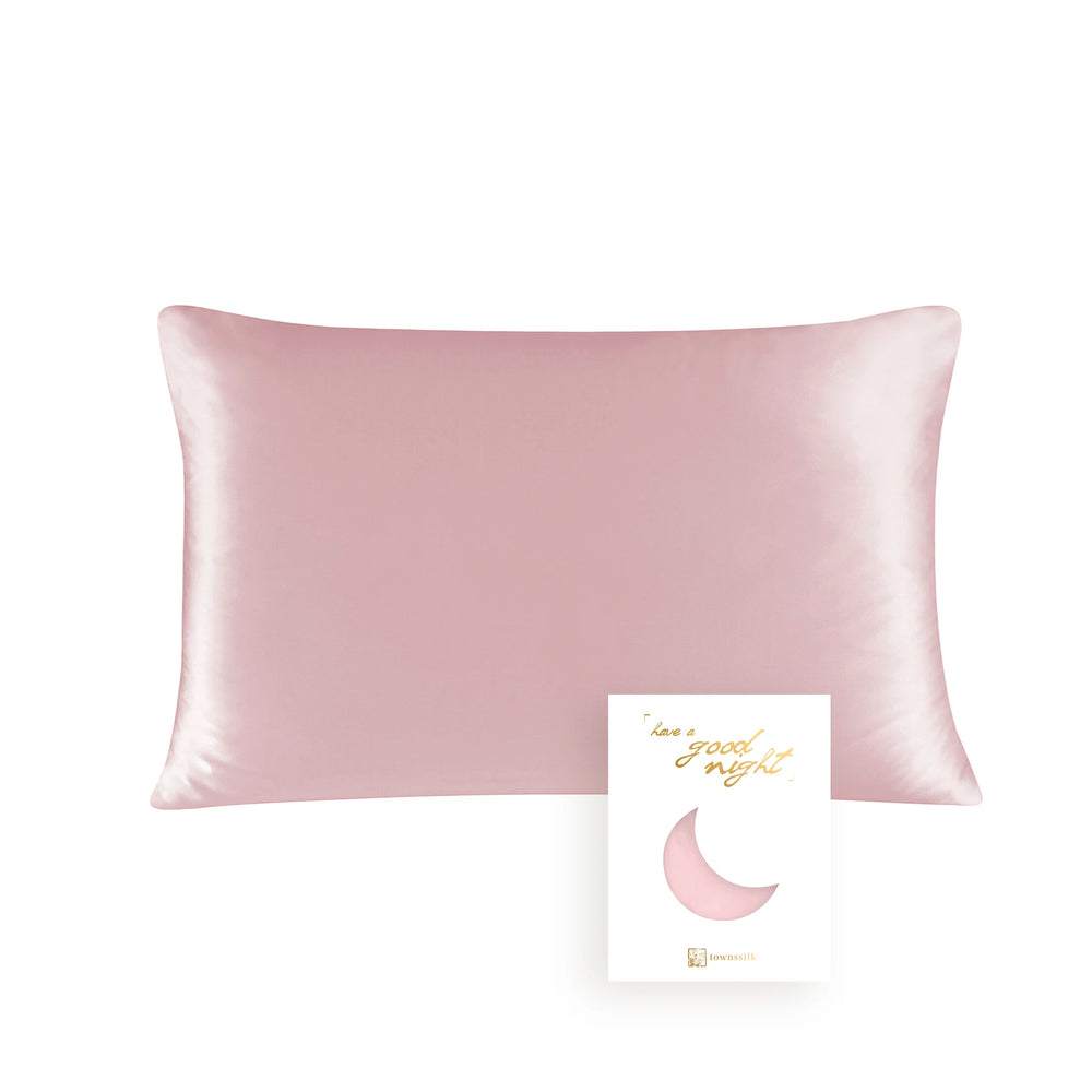 Funda de almohada de seda de morera rosa empolvado