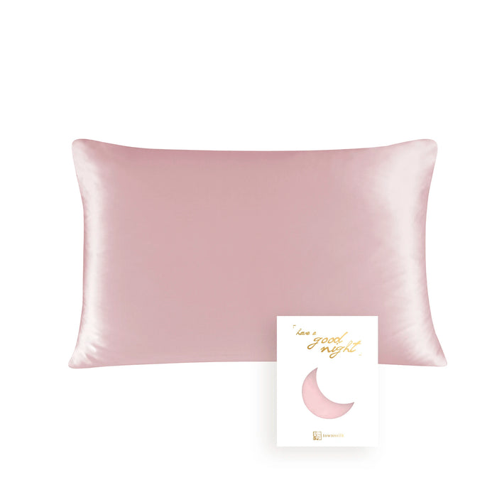 Funda de almohada de seda de morera rosa empolvado